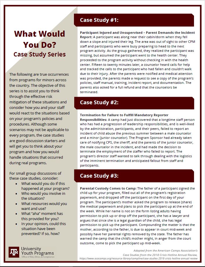 What Would You Do: Case Study Page 1
