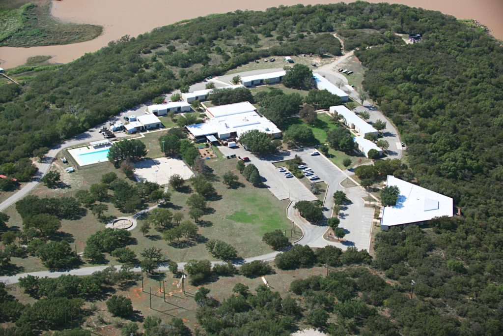 Aerial photo of the Texas 4-H Conference Center at Lake Brownwood, home of many summer camps.
